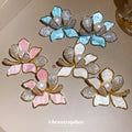 Pastel Crystal Floral Stud Earrings in Polished Statement Design view 3