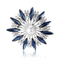 Crystal Sunburst Flower Brooch With Pearl Center for Jackets Scarves and Lapels view 5