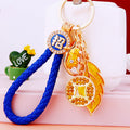 Jeweled Leaf and Coin Fortune Keychains with Multiple Wrist Loop Options view 6