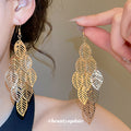 Openwork Leaf Cascade Hook Earrings in Three Finishes view 3