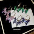 Purple Crystal Butterfly Hoop Stud Earrings Jewelry view 3