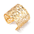 Gold Tone Wide Irregular Openwork Hammered Cuff Bracelet view 4