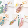 Rhinestone Peacock Bird Keychain Gold Tone Clasp Ring view 8