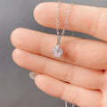 Round Clear Solitaire Pendant Necklace White Gold Tone Chain view 4
