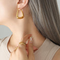 Thick U Shape Geometric Hoop Earrings Gold Or Steel Tone view 1