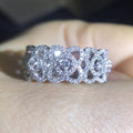 Silver Openwork Floral Pavé CZ Eternity Finger Ring view 2