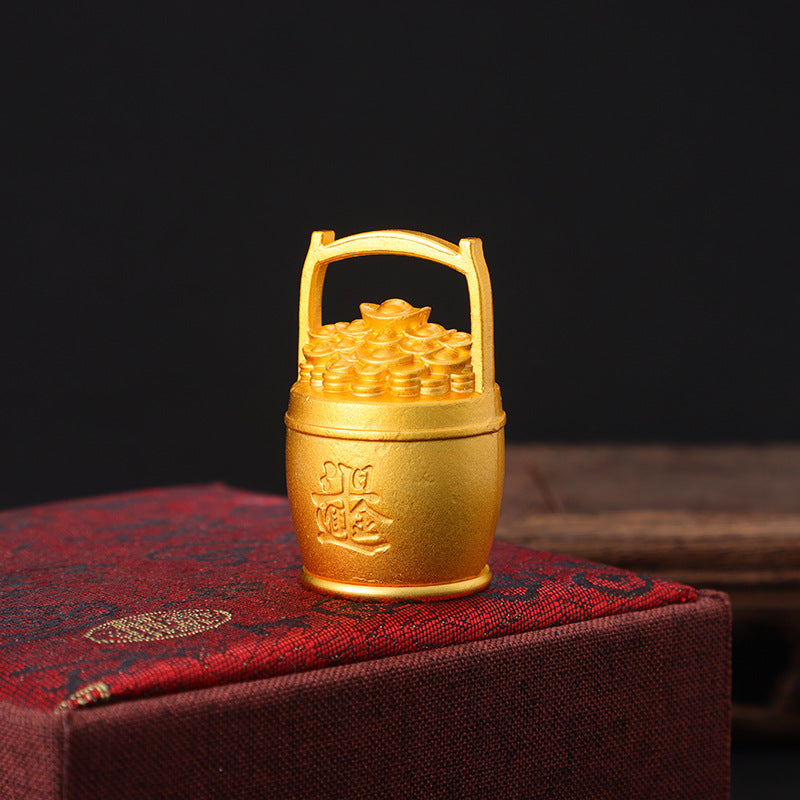 Solid Brass Fortune Bucket Decorative Keychain Gift