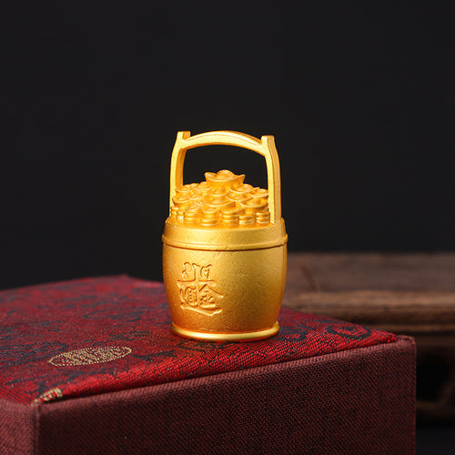 Solid Brass Fortune Bucket Decorative Keychain Gift