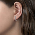 Silver-Tone Five-Stone Cubic Zirconia Huggie Hoops, 18 mm Pair view 3