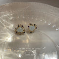 Gold Pale Aqua Heart Multicolor Crystal Halo Studs view 2