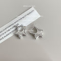Silver-Tone Polished Five-Point Star Huggie Hoop Earrings view 1