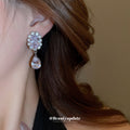 Clear Crystal Oval and Teardrop Statement Stud Earrings view 4