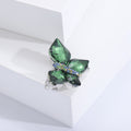 Green Faceted Crystal Butterfly Brooch Rhinestone Body view 2
