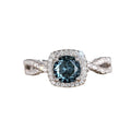 Silver Tone Teal Halo Twist Band Clear Crystal Ring view 5