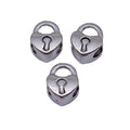Heart Padlock Large Hole Metal Bead in Antique Silver Tone view 4