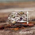 Silver-Tone Four-Band Multicolor Stone Bead Finger Ring Sizes 6-10 view 4