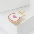 Scalloped Apron Brooch Pin in White or Purple Enamel view 3