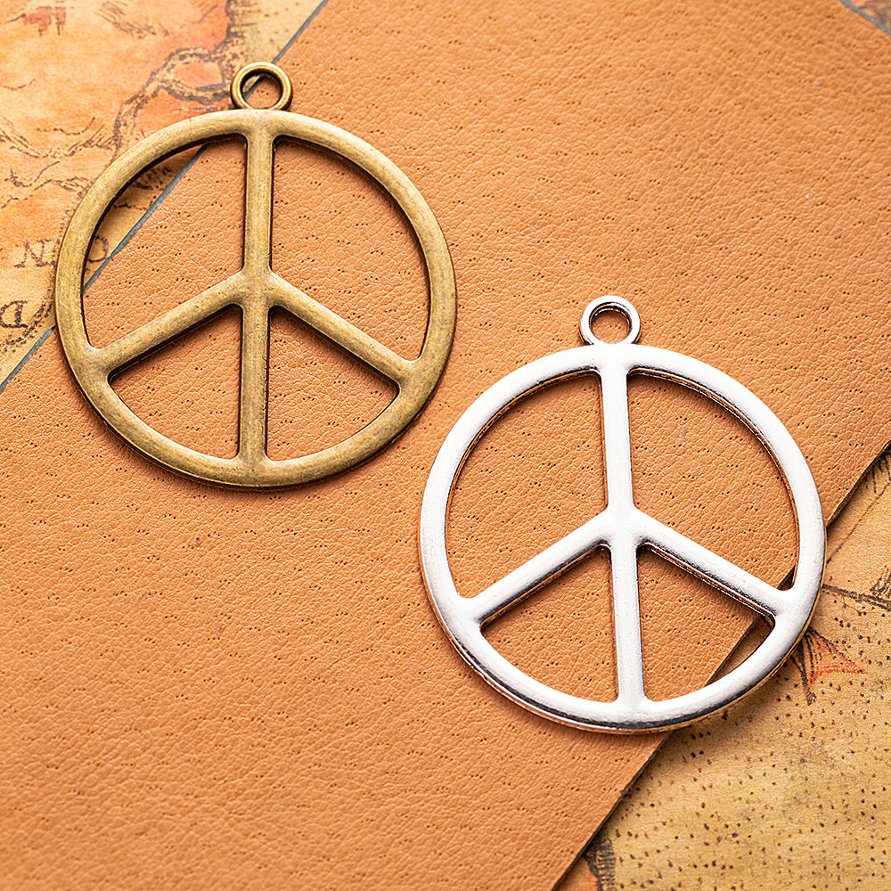 Large Vintage Round Peace Sign Alloy Pendant
