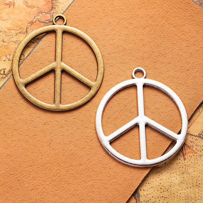 Large Vintage Round Peace Sign Alloy Pendant