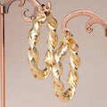 Gold Tone Twisted Rope Hoop Earrings Polished Statement Fashion Jewelry view 2