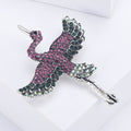 Graceful Flying Crane Crystal Brooch in Blue or Purple view 7