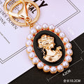Pearl Framed Cameo Woman Keychains in White Pink and Black view 8