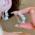Pastel Beaded Hoop Earrings With Pearl and Floral Details view 1