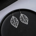 Gold and Silver Openwork Leaf Long Hook Dangle Earrings view 3