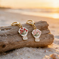 Enamel Tulip Bouquet Keychain Gold Clasp Red Or Pink view 3