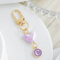 Iridescent Heart Bead Keychain With Purple Enamel Letter Charm view 6