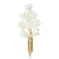 White Petal Branch Brooch With Gold or Silver Wrapped Stem view 1