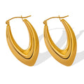 Chunky Polished U-Shape Hoop Earrings Gold Or Steel view 5