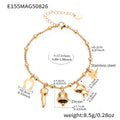 Gold Stainless Steel Bead Charm Bracelets Heart Star Bell Drop view 8