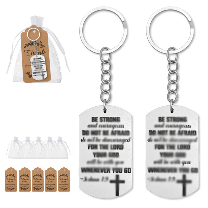 Printed Wood Bible Verse Tag Split Ring Keychain and Attached Hardware