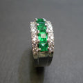White Gold Tone Green Emerald Cut Crystal Band Sizes 6-10 view 4