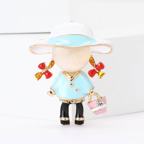 Pink coat girl hat brooch size chart 3.7 by 3.1 cm