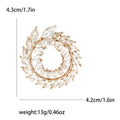 Crystal Laurel Wreath Brooch Marquise Rhinestone Circle Pin view 6