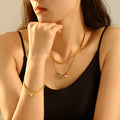 Double Layer Gold Heart Enamel Necklace and Bracelet view 3
