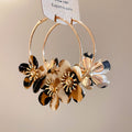 Leopard Print Fabric Flower Hoop Earrings Statement Jewelry view 6