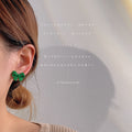 Flocked Velvet Bow Stud Earrings Blue Green And Red Styles view 2