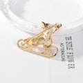 Gold Tone Christmas Stocking Enamel Metal Brooch Pin view 3