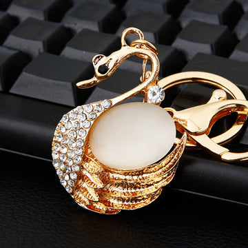 Mixed Moonstone Swan and Peacock Keychains in Six Pictured Designs