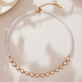 Pearl and Crystal Heart Collar Necklaces in Gold and Silver Tone view 3