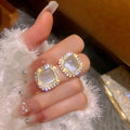 Gold Tone Opalescent Geometric Earrings in Six Designs view 1