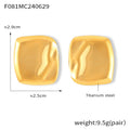 Wrinkled Square Stud Earrings Polished Gold Steel Metal Finish view 6
