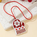 Beaded Red Mitten Pendant Necklace With Flower Design view 3