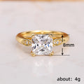 Gold Tone Square Clear Stone Leaf Accent Ring Sizes 6-10 view 5