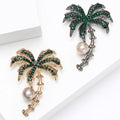 Crystal Palm Tree Brooch With Faux Pearl Coconut for Jackets Scarves and Lapels view 3