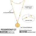 Gold Steel Evil Eye Coin Layered Necklace Station Beads view 7