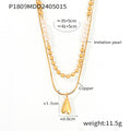 Layered Gold Heart Pendant Necklace With Imitation Pearls view 6